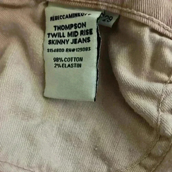 Rebecca Minkoff Soft Pink Thompson Twill Mid Rise Distressed Skinny Jeans - Picture 9 of 11